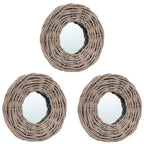 Mirror Natural Rattan Wicker 5.9 in Diameter Wall mounting