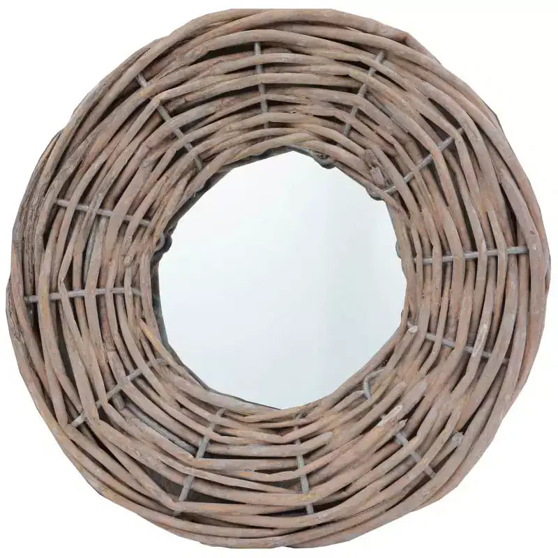 Mirror Natural Rattan Wicker 5.9 in Diameter Wall mounting