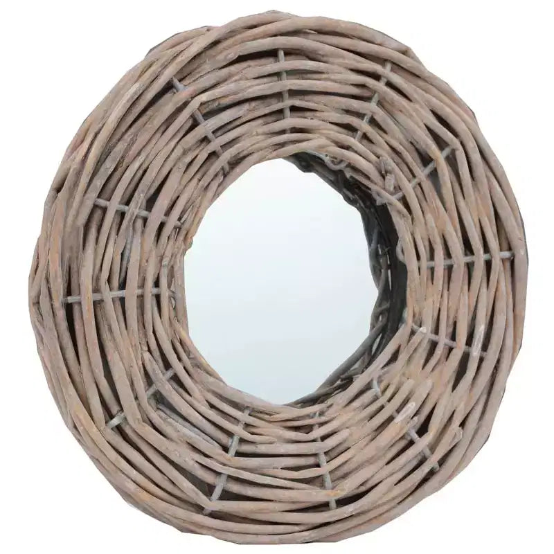 Mirror Natural Rattan Wicker 5.9 in Diameter Wall mounting