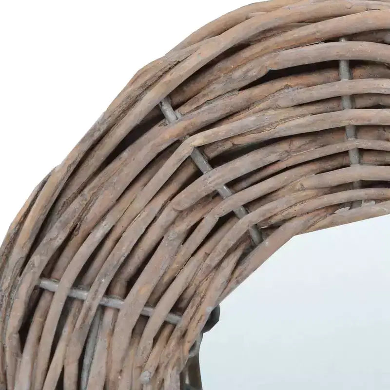 Mirror Natural Rattan Wicker 5.9 in Diameter Wall mounting