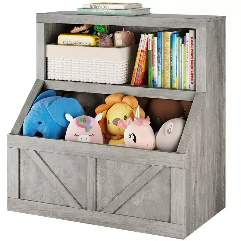 Children's Bookshelf and Toy Organizer, 32 Inch Wooden Bookcase, Anti-Tip and Waterproof, Suitable for Nursery, Playroom, Bedroom, Classroom