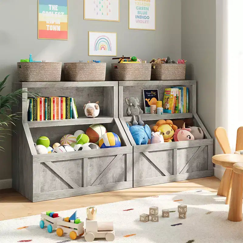 Children's Bookshelf and Toy Organizer, 32 Inch Wooden Bookcase, Anti-Tip and Waterproof, Suitable for Nursery, Playroom, Bedroom, Classroom