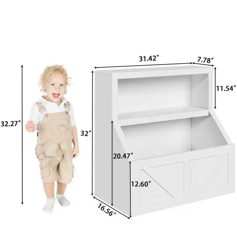 Children's Bookshelf and Toy Organizer, 32 Inch Wooden Bookcase, Anti-Tip and Waterproof, Suitable for Nursery, Playroom, Bedroom, Classroom