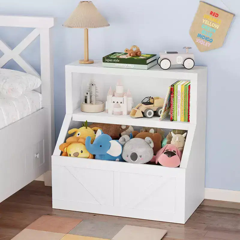 Children's Bookshelf and Toy Organizer, 32 Inch Wooden Bookcase, Anti-Tip and Waterproof, Suitable for Nursery, Playroom, Bedroom, Classroom