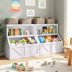 Étagère à livres et organisateur de jouets pour enfants, bibliothèque en bois de 81 cm, anti-basculement et imperméable, convient pour la crèche, la salle de jeux, la chambre, la salle de classe