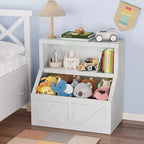 Children's Bookshelf and Toy Organizer, 32 Inch Wooden Bookcase, Anti-Tip and Waterproof, Suitable for Nursery, Playroom, Bedroom, Classroom