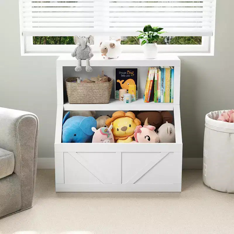 Children's Bookshelf and Toy Organizer, 32 Inch Wooden Bookcase, Anti-Tip and Waterproof, Suitable for Nursery, Playroom, Bedroom, Classroom