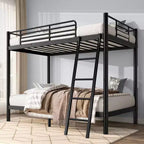 Okak 75IN Twin-Over-Twin Size Tall Bunk Bed, Twin Bed with Ladder and Safety Safety Guardrails, Kids Bunk Beds for Bedroom, Dormitory, Black