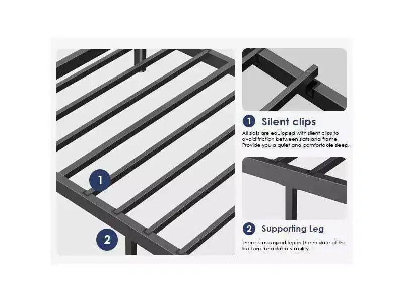 Twin-Over-Twin Size Tall Bunk Bed, Twin Bed with Ladder and Safety Safety Guardrails, Kids Bunk Beds for Bedroom, Dormitory, Black