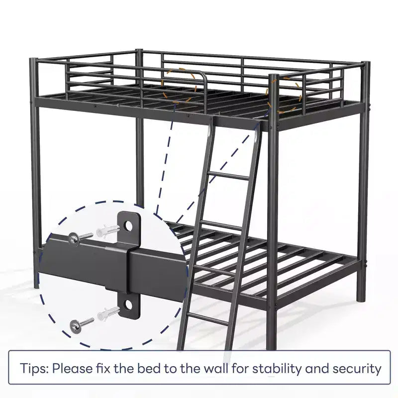 Twin-Over-Twin Size Tall Bunk Bed, Twin Bed with Ladder and Safety Safety Guardrails, Kids Bunk Beds for Bedroom, Dormitory, Black