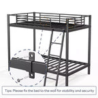 Lit superposé jumeau-sur-jumeau haut, lit jumeau avec échelle et garde-corps de sécurité, lits superposés pour enfants pour chambre à coucher, dortoir, noir