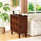 Whisen Modern and Narrow Sofa Side Table & Nightstand with 2 Drawers for Living Room, Bedroom - Walnut