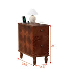 Table d'appoint de canapé et table de chevet modernes et étroites avec 2 tiroirs pour salon, chambre à coucher - Noyer