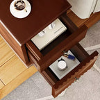 Table d'appoint de canapé et table de chevet modernes et étroites avec 2 tiroirs pour salon, chambre à coucher - Noyer