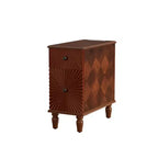 Table d'appoint de canapé et table de chevet modernes et étroites avec 2 tiroirs pour salon, chambre à coucher - Noyer