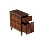 Table d'appoint de canapé et table de chevet modernes et étroites avec 2 tiroirs pour salon, chambre à coucher - Noyer