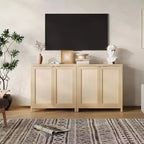 Armoire de rangement autoportante en rotin avec étagères réglables, buffet moderne pour salon et salle à manger