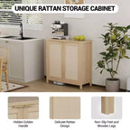 Armoire de rangement autoportante en rotin avec étagères réglables, buffet moderne pour salon et salle à manger