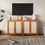 Armoire de rangement autoportante en rotin avec étagères réglables, buffet moderne pour salon et salle à manger