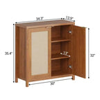 Armoire de rangement autoportante en rotin avec étagères réglables, buffet moderne pour salon et salle à manger