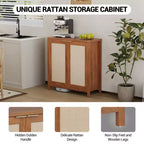 Armoire de rangement autoportante en rotin avec étagères réglables, buffet moderne pour salon et salle à manger