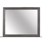 HomeStock Modern Seville Mirror in Grey Finish  Sleek Wooden Trim Mirror for Bedroom or Dressing Space