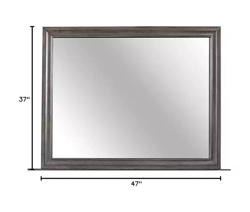 Modern Seville Mirror in Grey Finish Sleek Wooden Trim Mirror for Bedroom or Dressing Space