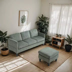 PexFix 4 Seat Velvet L-Shaped Sofa with Chaise and Padded Corduroy Multi-functional Modern Sectional Couch for Apartment Living Room Olive Green