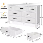 Commode de Chambre à Tiroirs, Meuble de Rangement Moderne en Bois avec Tiroirs, Meuble TV Style Ferme pour Salon, Chambre, Couloir, Blanc