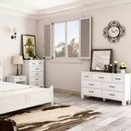 Commode de Chambre à Tiroirs, Meuble de Rangement Moderne en Bois avec Tiroirs, Meuble TV Style Ferme pour Salon, Chambre, Couloir, Blanc