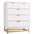 5-Drawer Dresser, Modern Wooden Bedroom Chest of Drawers With Storage Drawers, Farmhouse Style TV Stand for Living Room, Bedroom, Hallway, White