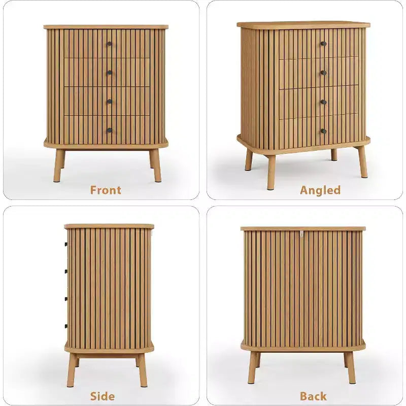Drawer Dressers, Chest of Drawers for Bedroom, Nightstand, Spacious Storage Boho Wicker Dresser with Matte Black Handles and Wood Legs