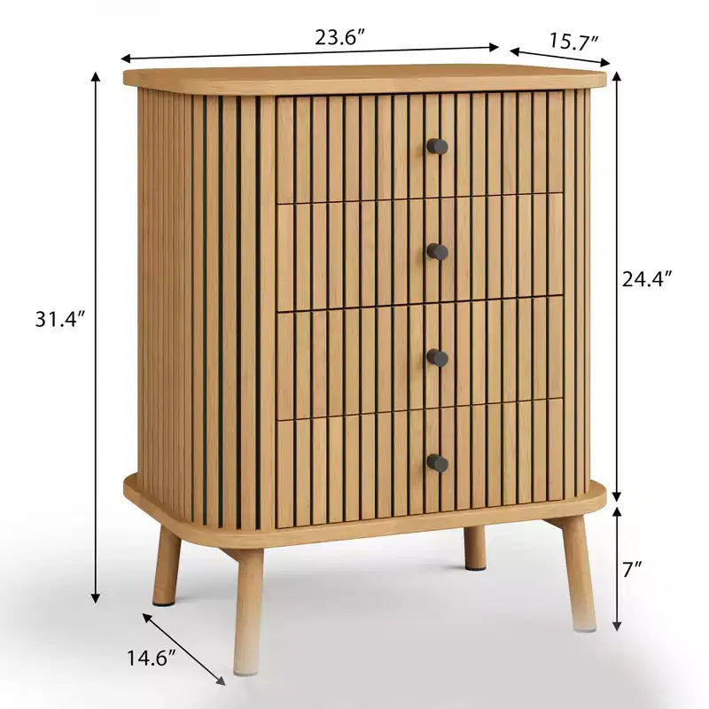 Drawer Dressers, Chest of Drawers for Bedroom, Nightstand, Spacious Storage Boho Wicker Dresser with Matte Black Handles and Wood Legs