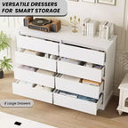 Commode moderne pour chambre à coucher avec 8 tiroirs, unité de rangement en bois pour placard, grande commode