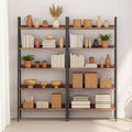 Étagère à niveaux, bibliothèque étroite de 170 cm de haut avec cadre métallique, organisateur de rangement marron rustique pour chambre, cuisine, salon
