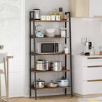Étagère à niveaux, bibliothèque étroite de 170 cm de haut avec cadre métallique, organisateur de rangement marron rustique pour chambre, cuisine, salon