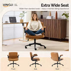 Chaise Criss Cross avec accoudoirs relevables réglables, chaise à pieds croisés avec roulettes, chaise de bureau extra large, cuir PU, argile