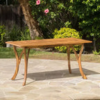 Table de cuisine rectangulaire moderne en bois, table à manger avec pieds stables, table de salle à manger pour salon, cuisine, patio, teck