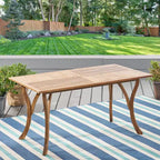 Table de cuisine rectangulaire moderne en bois, table à manger avec pieds stables, table de salle à manger pour salon, cuisine, patio, teck