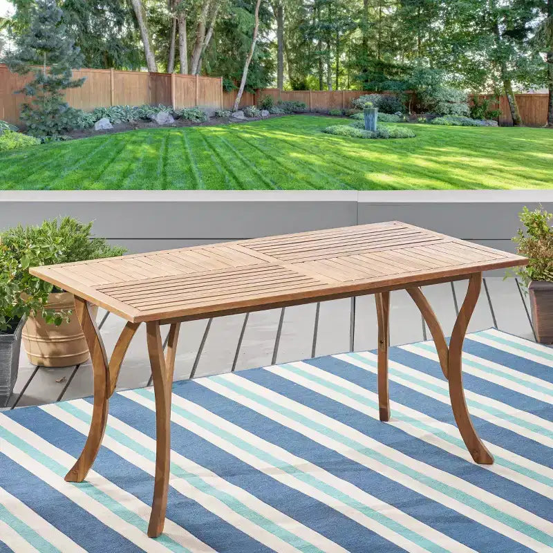 Modern Rectangular Wooden Kitchen Table, Dining Table with Stable Legs, Dining Room Table for Living Room, Kitchen, Patio, Teak