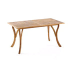 Table de cuisine rectangulaire moderne en bois, table à manger avec pieds stables, table de salle à manger pour salon, cuisine, patio, teck