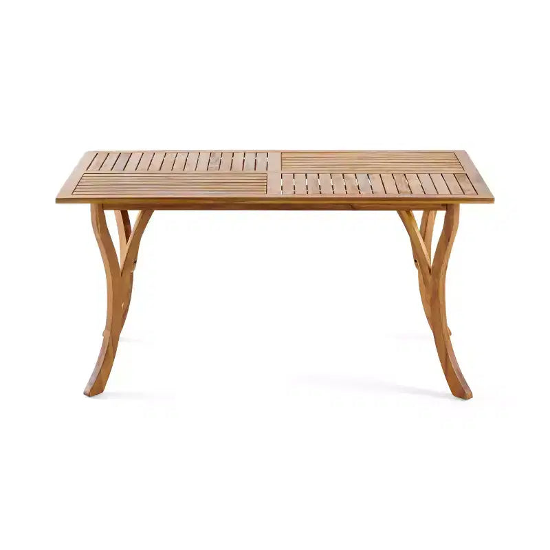 Modern Rectangular Wooden Kitchen Table, Dining Table with Stable Legs, Dining Room Table for Living Room, Kitchen, Patio, Teak