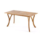 Table de cuisine rectangulaire moderne en bois, table à manger avec pieds stables, table de salle à manger pour salon, cuisine, patio, teck