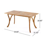 Table de cuisine rectangulaire moderne en bois, table à manger avec pieds stables, table de salle à manger pour salon, cuisine, patio, teck