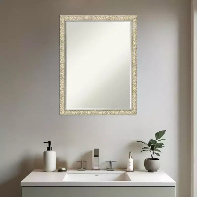 Lila Half-Inch-Bevel Wood Framed Bathroom Vanity Wall Mirror