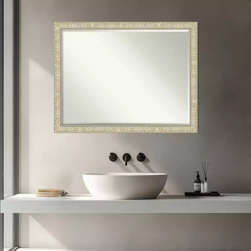 Lila Half-Inch-Bevel Wood Framed Bathroom Vanity Wall Mirror