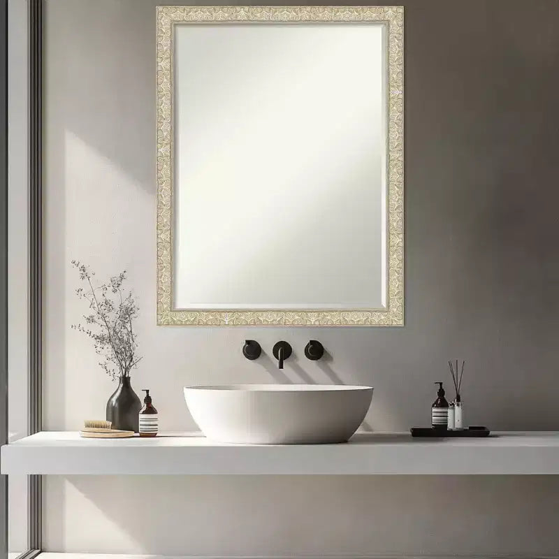 Lila Half-Inch-Bevel Wood Framed Bathroom Vanity Wall Mirror