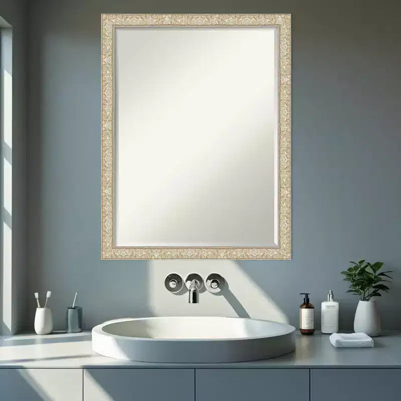Lila Half-Inch-Bevel Wood Framed Bathroom Vanity Wall Mirror
