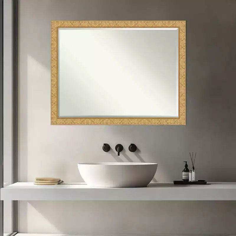 Lila Half-Inch-Bevel Wood Framed Bathroom Vanity Wall Mirror