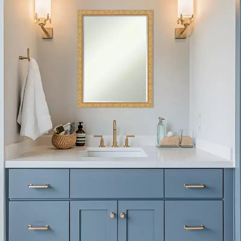 Lila Half-Inch-Bevel Wood Framed Bathroom Vanity Wall Mirror